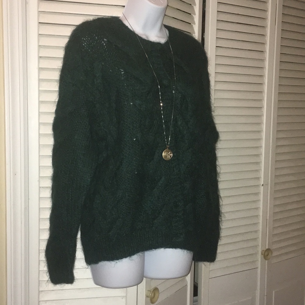 Chunky hand knit mohair/acrylic cardigan size M